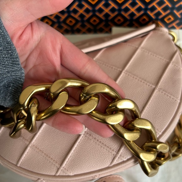 Tory Burch Fleming Soft Grain Mini Crescent Bag Crossbody Bag Shoulder Bag Blush - Picture 5 of 14